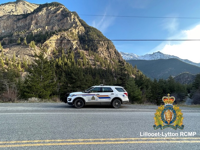 Pictured is an RCMP vehicle parked near the BC Hydro Seton Lake Campsite. 