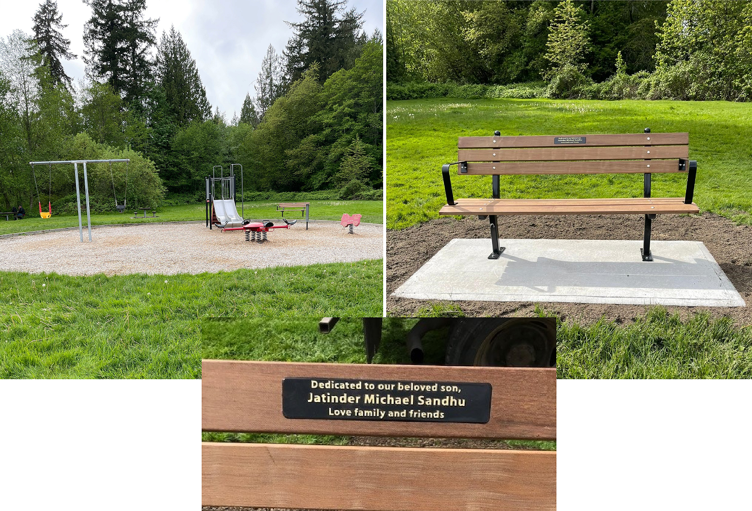 Parc et terrain de jeu banc commémoratif